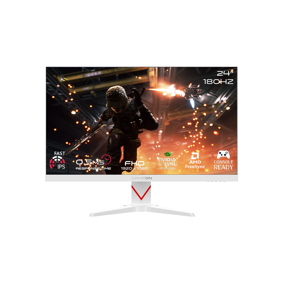 GAMEON MARKSMAN SERIES 24 INCH FHD 180HZ 0.5MS GAMING MONITOR WHITE GOAM24FHD180IPS