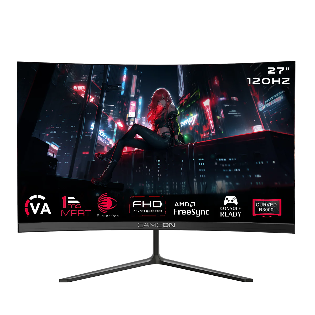 GAMEON GOC27F120VA Curved 27" FHD, 120Hz, MPRT 1MS, HDMI 2.1, VA PANEL Gaming Monitor