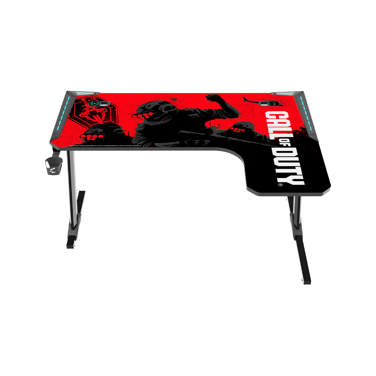 GAMEON CALL OF DUTY R-SHAPED RGB FLOWING LIGHT GAMING DESK COD-PHANTOMXL-R-01