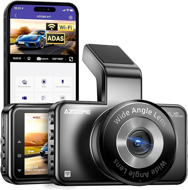 AZDOME FullHD Front & Rear Dash Camera Kit with WiFi - M17 Pro WR02