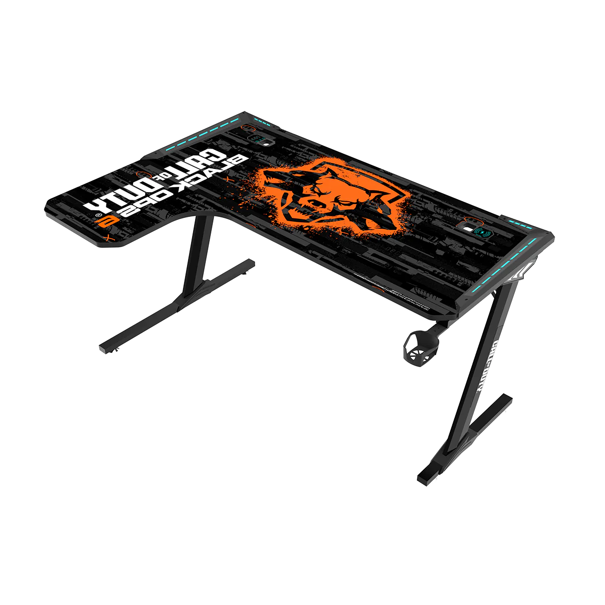 GAMEON CALL OF DUTY RGB FLOWING LIGHT GAMING DESK WITH TABLE MOUSE PAD BLKOPS6-RAPTOR-L