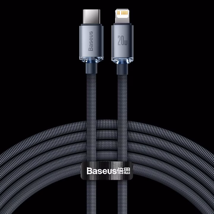 BASEUS CRYSTAL SHINE 20W TYPE C TO LIGHTNING CABLE 2M BLACK thumbnail 19