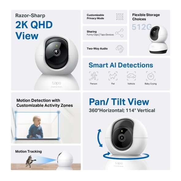 TP LINK PAN TILT HOME SECURITY WIFI CAMERA TAPO C220 thumbnail 2