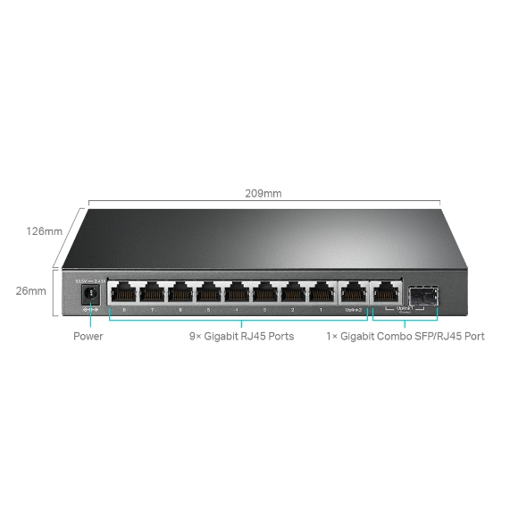 TP-LINK 10 PORT GIGABIT EASY SMART POE+ SWITCH TL-SG1210MPE thumbnail 2