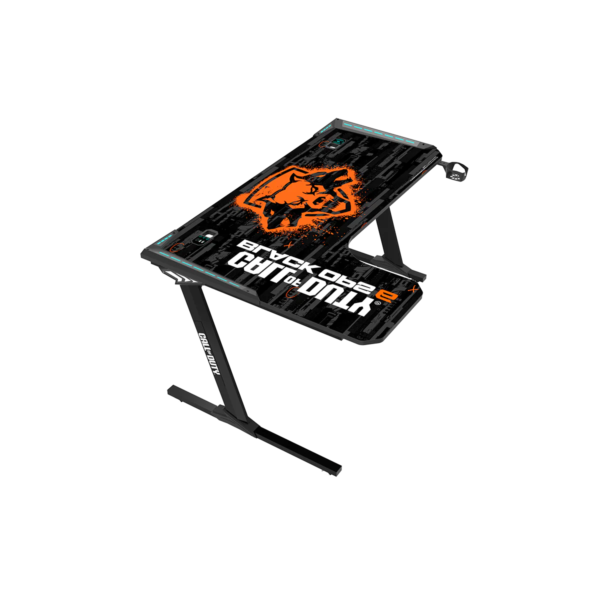 GAMEON CALL OF DUTY RGB FLOWING LIGHT GAMING DESK WITH TABLE MOUSE PAD BLKOPS6-RAPTOR-L thumbnail 4