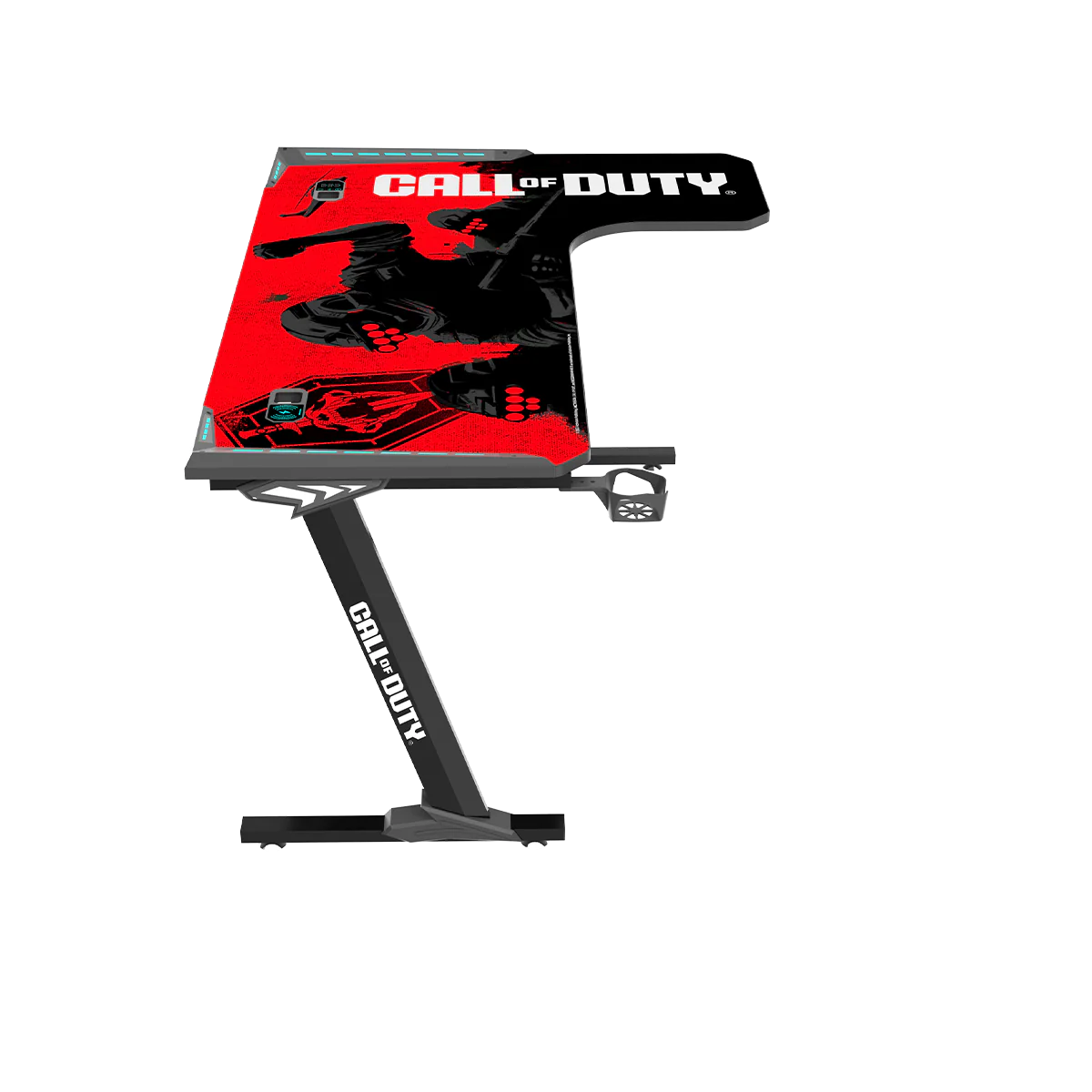GAMEON CALL OF DUTY R-SHAPED RGB FLOWING LIGHT GAMING DESK COD-PHANTOMXL-R-01 thumbnail 4