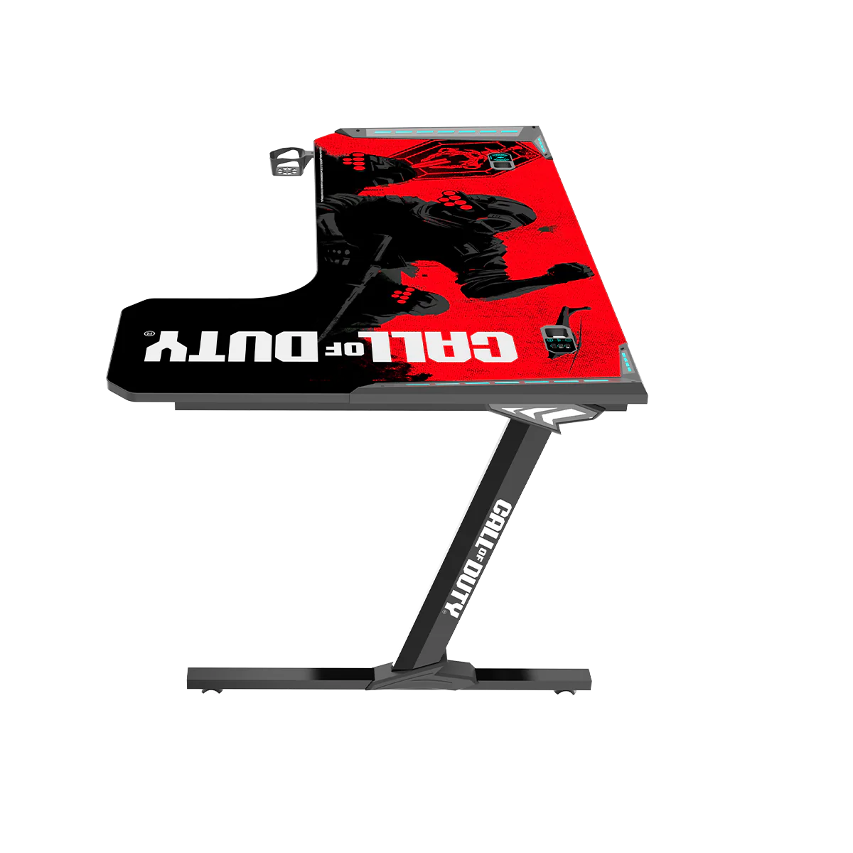 GAMEON CALL OF DUTY R-SHAPED RGB FLOWING LIGHT GAMING DESK COD-PHANTOMXL-R-01 thumbnail 5