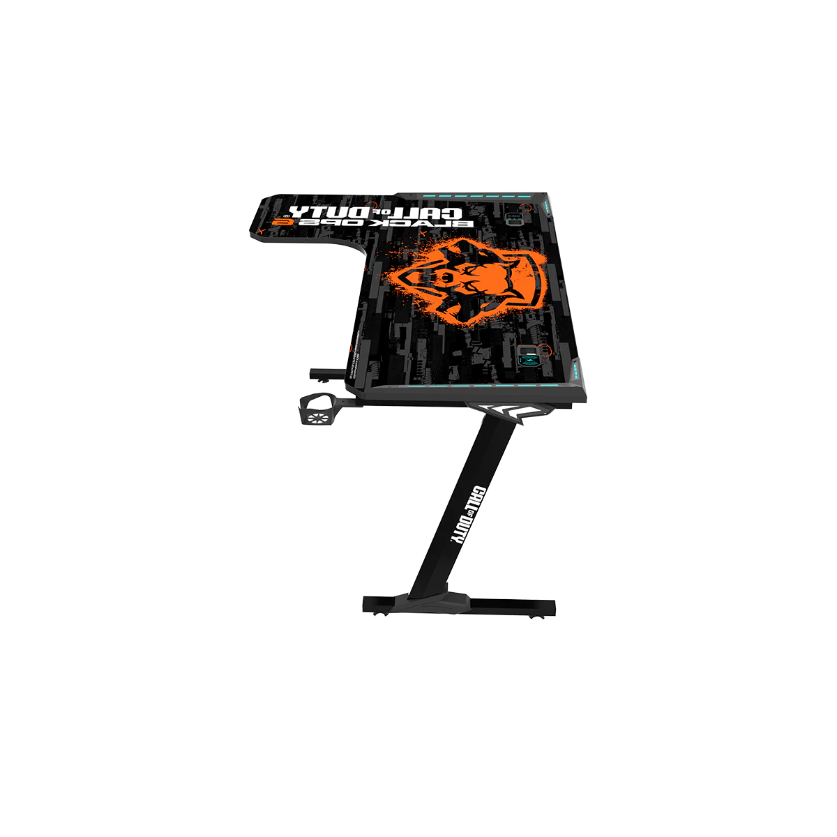GAMEON CALL OF DUTY RGB FLOWING LIGHT GAMING DESK WITH TABLE MOUSE PAD BLKOPS6-RAPTOR-L thumbnail 2
