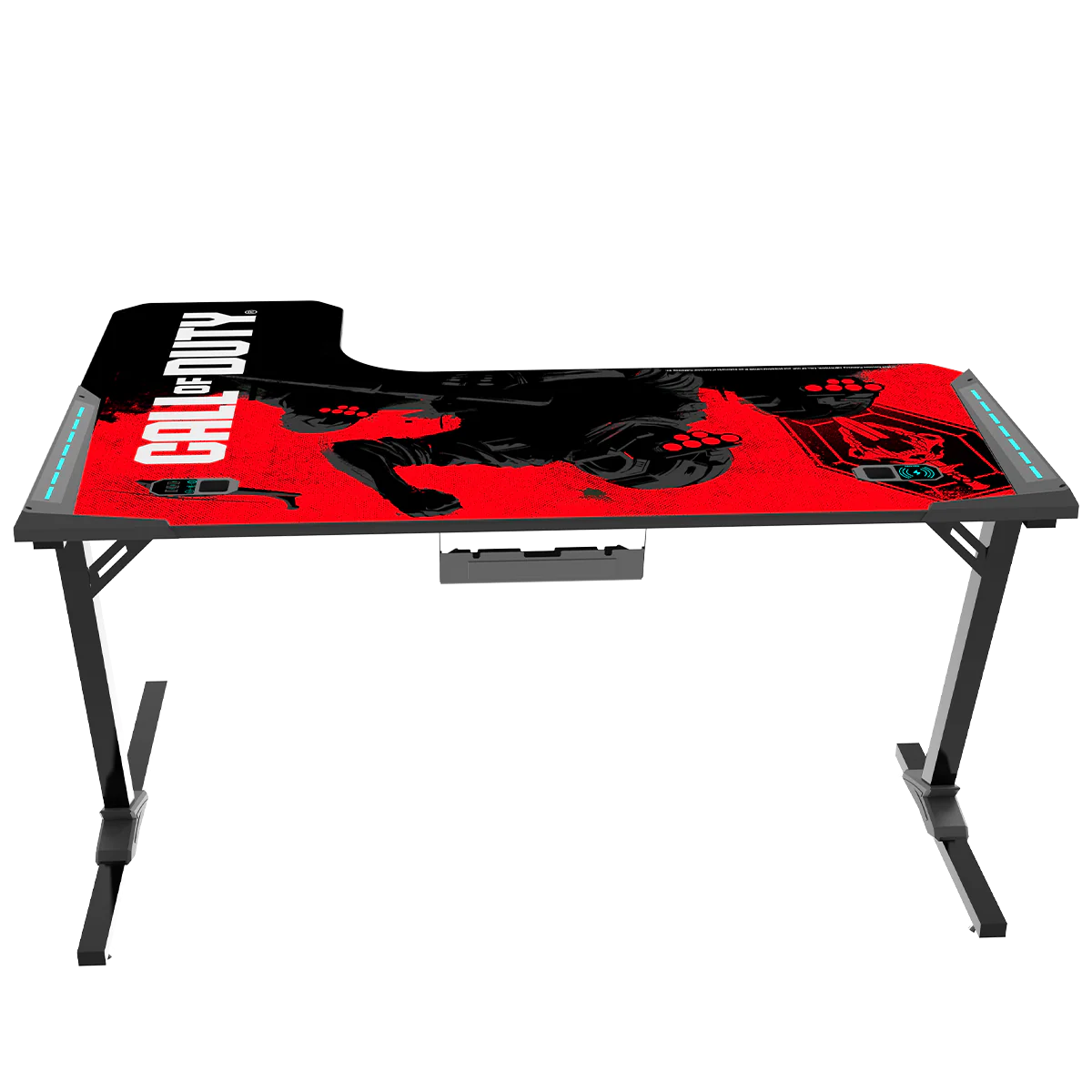GAMEON CALL OF DUTY R-SHAPED RGB FLOWING LIGHT GAMING DESK COD-PHANTOMXL-R-01 thumbnail 6