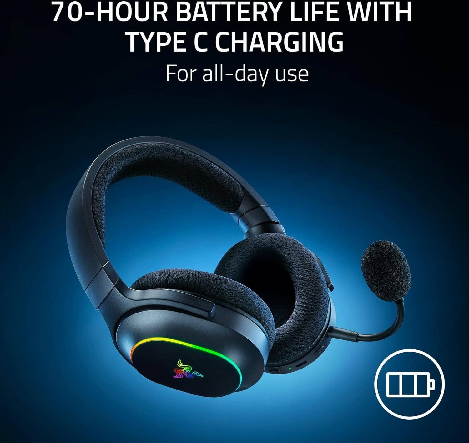 Razer Barracuda X Chroma Wireless Gaming Headset (Black, RZ04-05220100-R3M1) - 7.1 Surround Sound and RGB Lighting thumbnail 2