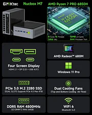 GMKTEC MINI PC RYZEN 7 PRO 6850H 32GB RAM 1TB SSD WIN 11 PRO NUCBOX-M7 thumbnail 6