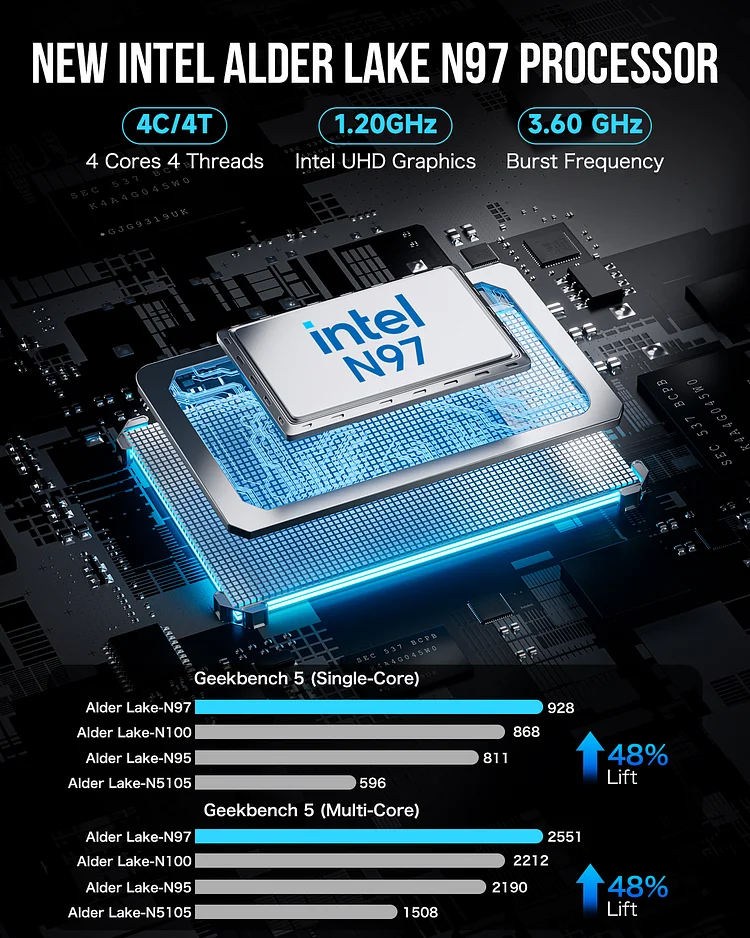 GMKtec Mini PC NUCBOX-G5 - Intel N97, 12GB RAM, 512GB SSD, Windows 11 Pro, Compact Design thumbnail 8