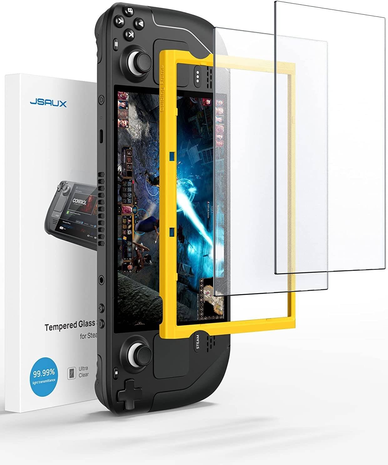 JSAUX ANTI-GLARE SCREEN PROTECTOR FOR STEAM DECK WITH GUIDING FRAME GP0110 - (PACK OF 2)