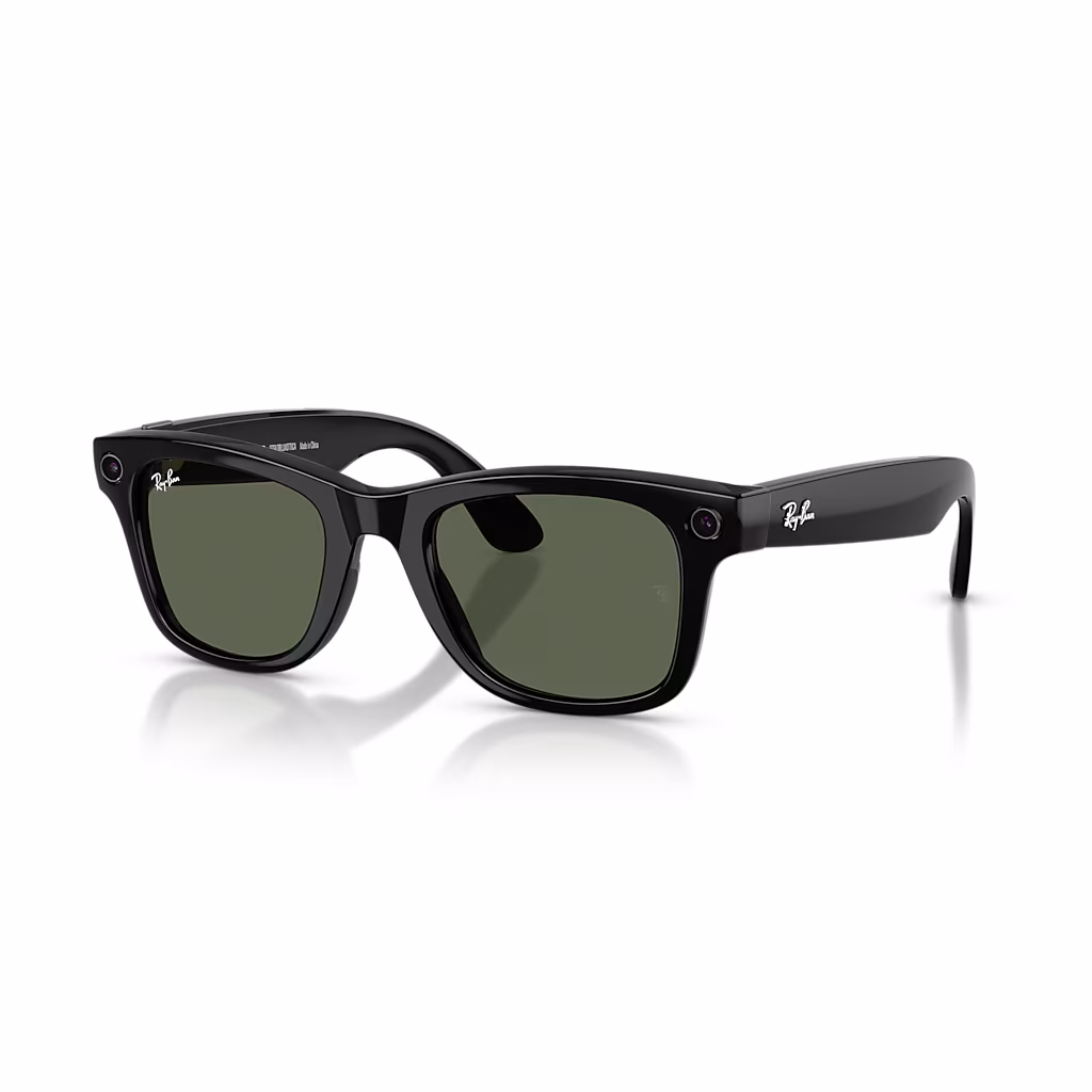 RAYBAN META WAYFARER (GEN 2 ) SUNGLASSES F SHINY BLACK L G15 GREEN S53 RW4012