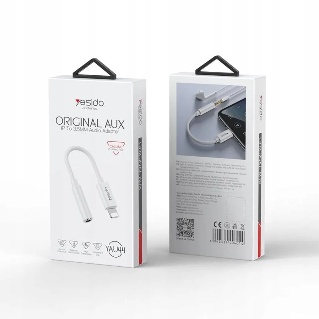 YESIDO LIGHTNING TO 3.5MM FEMALE AUX AUDIO CABLE 30CM WHITE YAU44 thumbnail 2