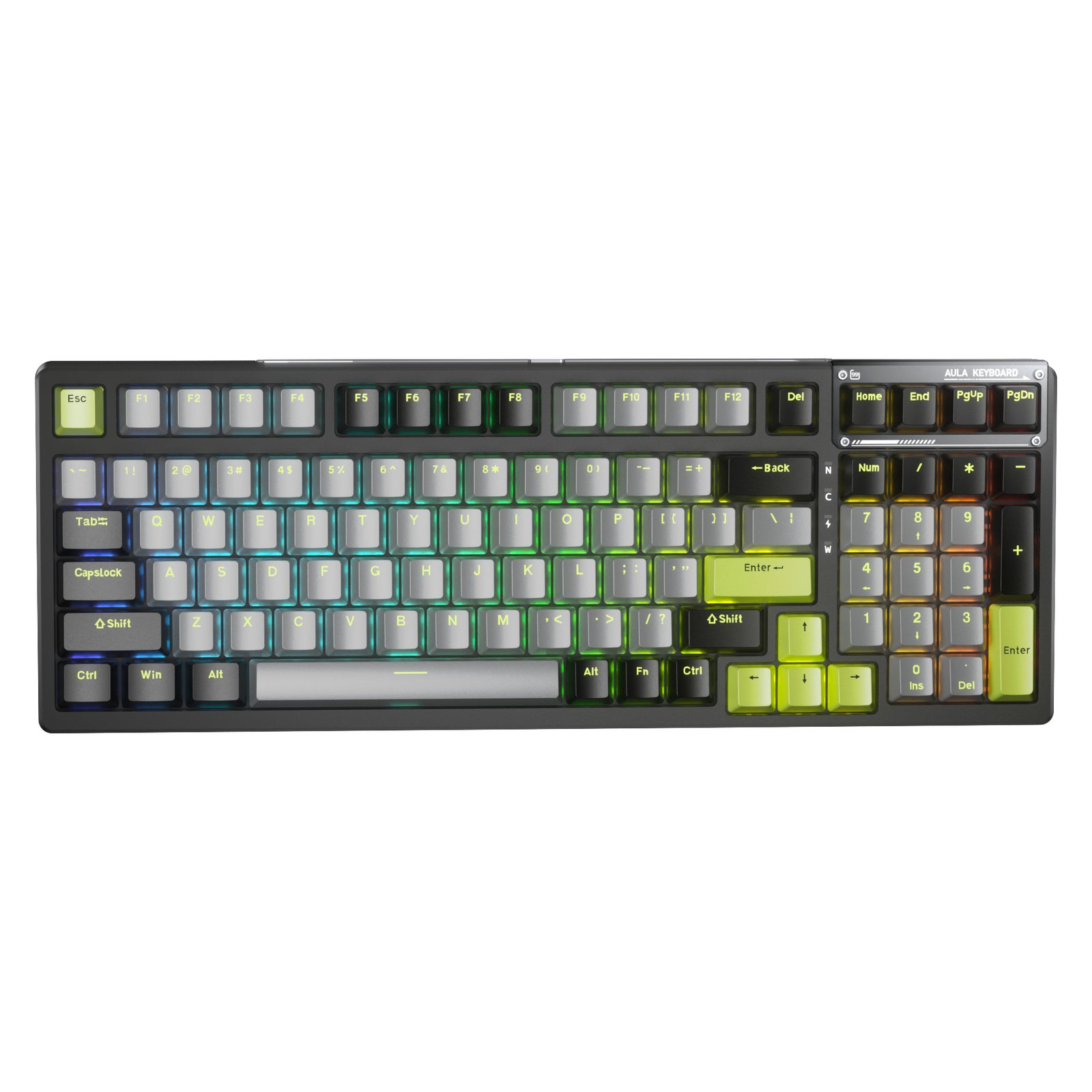 AULA F98 Shadow Green Mechanical Gaming Keyboard (98 Keys, 98%, RGB, Tri-Mode, Nimbus V3 Switch) - Compact and Versatile Gaming Performance