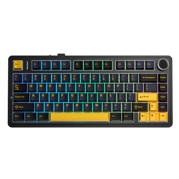 AULA 75 KEYS RGB 75% MECHANICAL GAMING KEYBOARD TRI-MODE KNOB STAR VECTOR SWITCH BK-GY-YL AU75 thumbnail 2