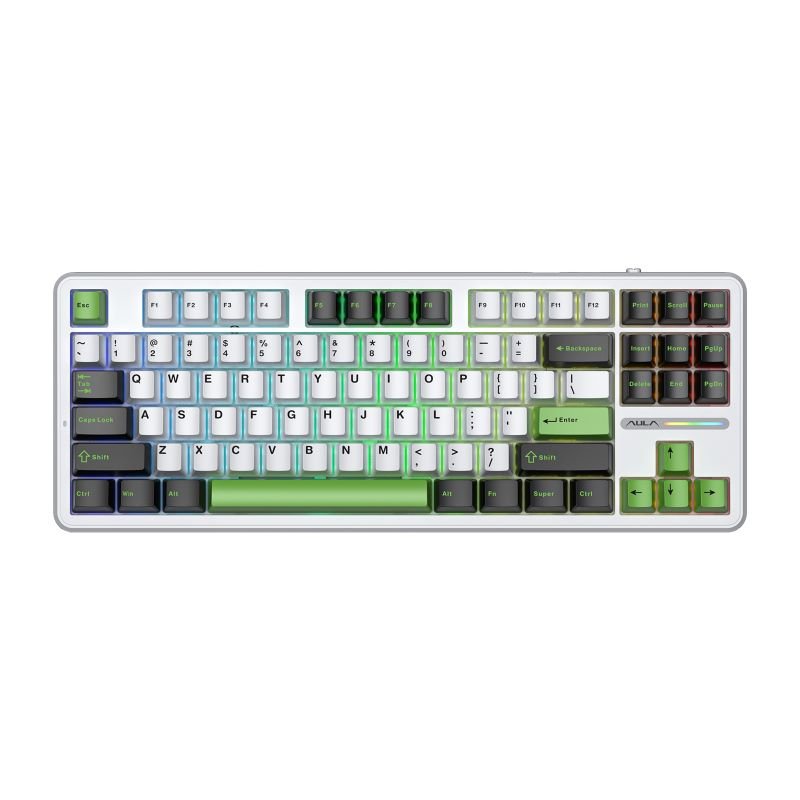 AULA F87 Pro Citrus Chill Mechanical Gaming Keyboard (87 Keys, 80%, RGB, Tri-Mode, Nimbus V3 Switch) - Compact Design with Vibrant Lighting