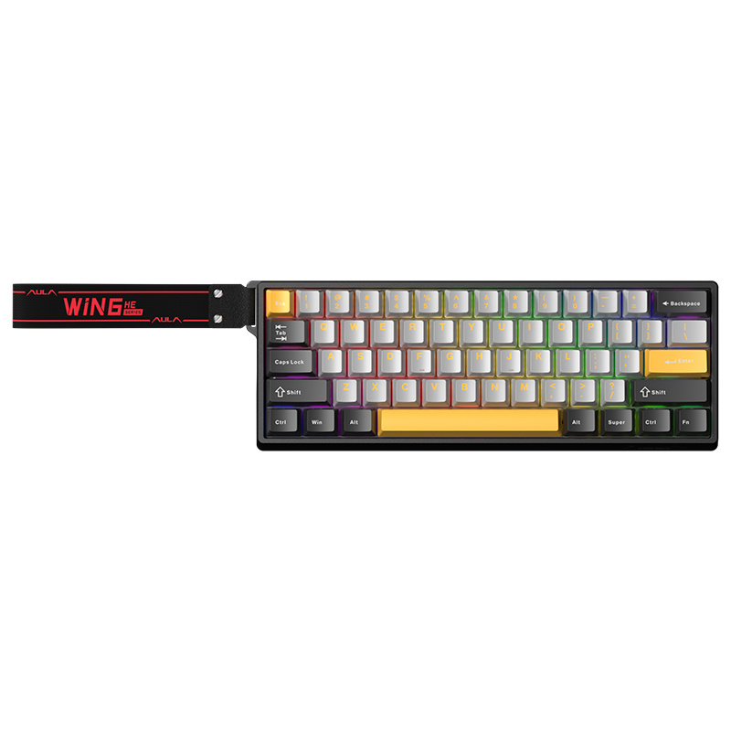 Aula 60 Keys RGB 60% Wired Mechanical Gaming Keyboard Wing Chun Magnetic Switch GRY-YLW-BLK Win60