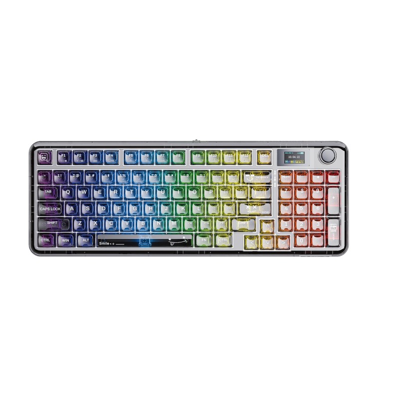 AULA 98 KEYS RGB 98% MECHANICAL GAMING KEYBOARD TRI-MODE KNOB SNOW SMOKE SHAFT SWITCH TRP BLK NB98