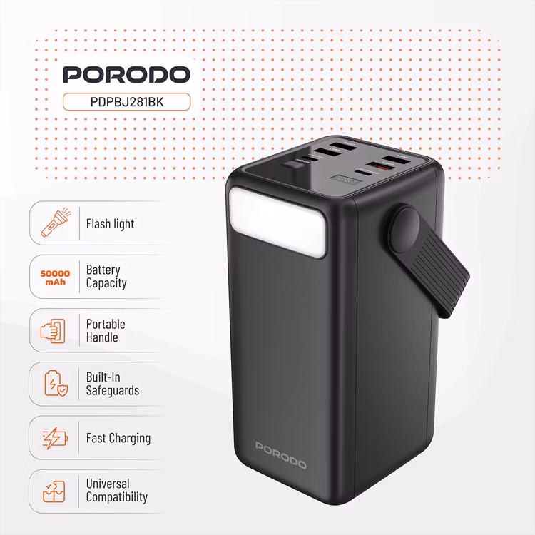 PORODO LARA 50000MAH POWER BANK PD20W BLACK PDPBJ281BK thumbnail 2