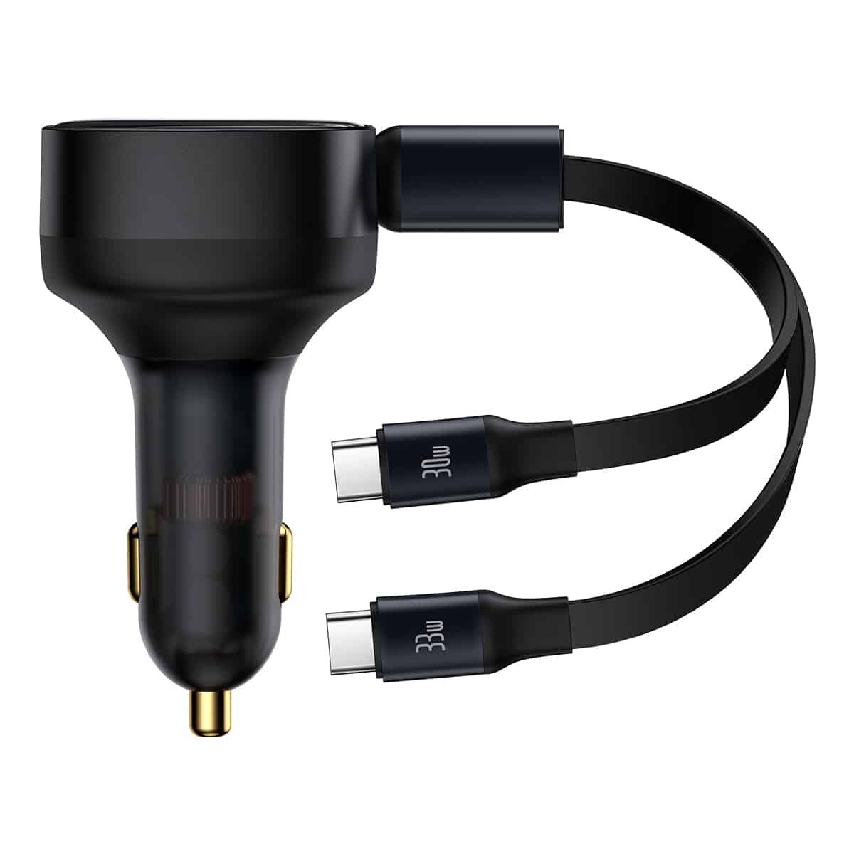 BASEUS ENJOYMENT RETRACTABLE 2 IN 1 TYPE C TO TYPE C 33W CAR CHARGER
