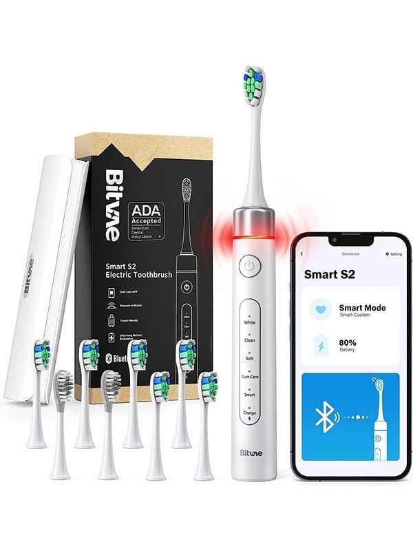 BITVAE TOOTH BRUSH WITH 8 HEADS +1 TRAVEL CASE AND 1 HEADCAP BLACK BV-S2