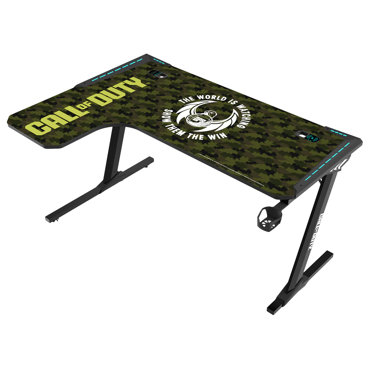 GameOn Phantom XL L-Shaped RGB Flowing Light Gaming Desk (Black/Green, COD-PHANTOMXL-L-02) - Dynamic and Spacious Setup for Gamers