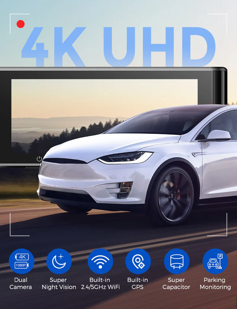 AZDOME 4K Front and Rear Dash Camera Kit with 3.19-Inch Screen - M550 Max thumbnail 2