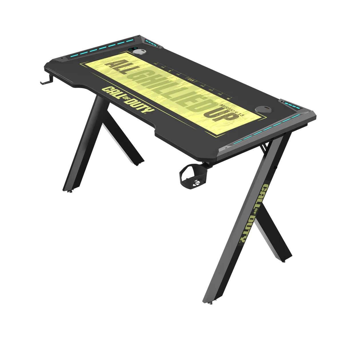 GAMEON HAWKSBILL SERIES RGB FLOWING LIGHT GAMING DESK BLACK/GREEN COD-HAWKSBILL-01