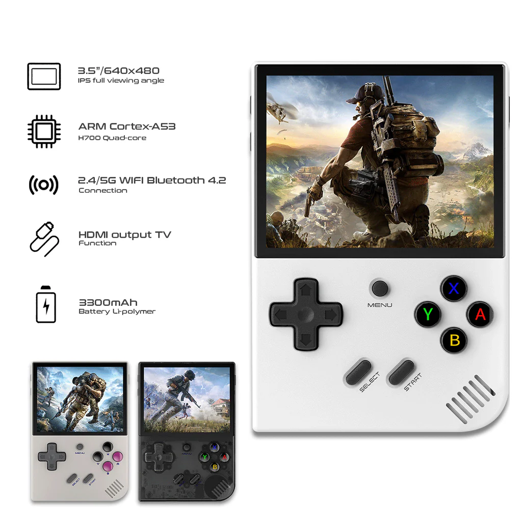 ANBERNIC RG35XX Plus Retro Handheld Game Player - 64-Bit, 64GB TF Card, 5K+ Classic Games, HD Output, Portable Gaming Console for Travel & Kids thumbnail 14