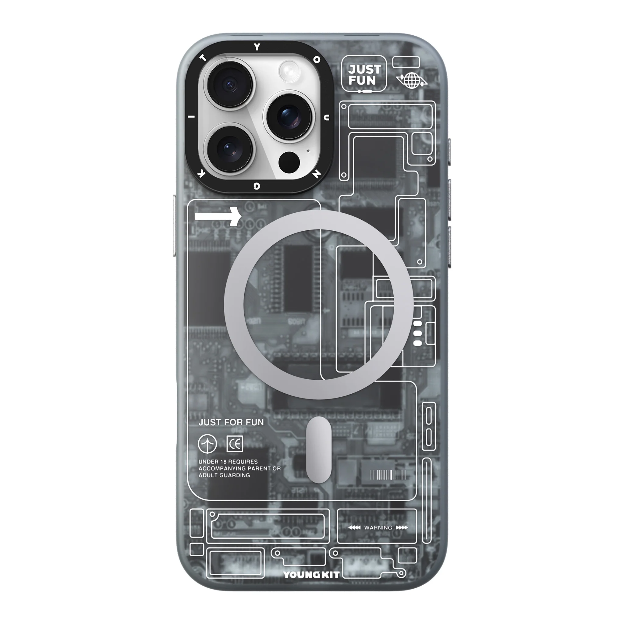 YOUNGKIT IPHONE 16 PRO MAX TECHNOLOGY CASE GRAY CX020