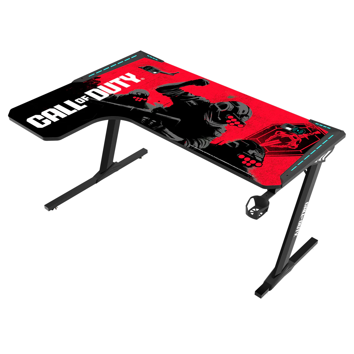 GameOn Phantom XL L-Shaped RGB Flowing Light Gaming Desk (Black/Red, COD-PHANTOMXL-L-01) - Stylish and Spacious Gaming Setup