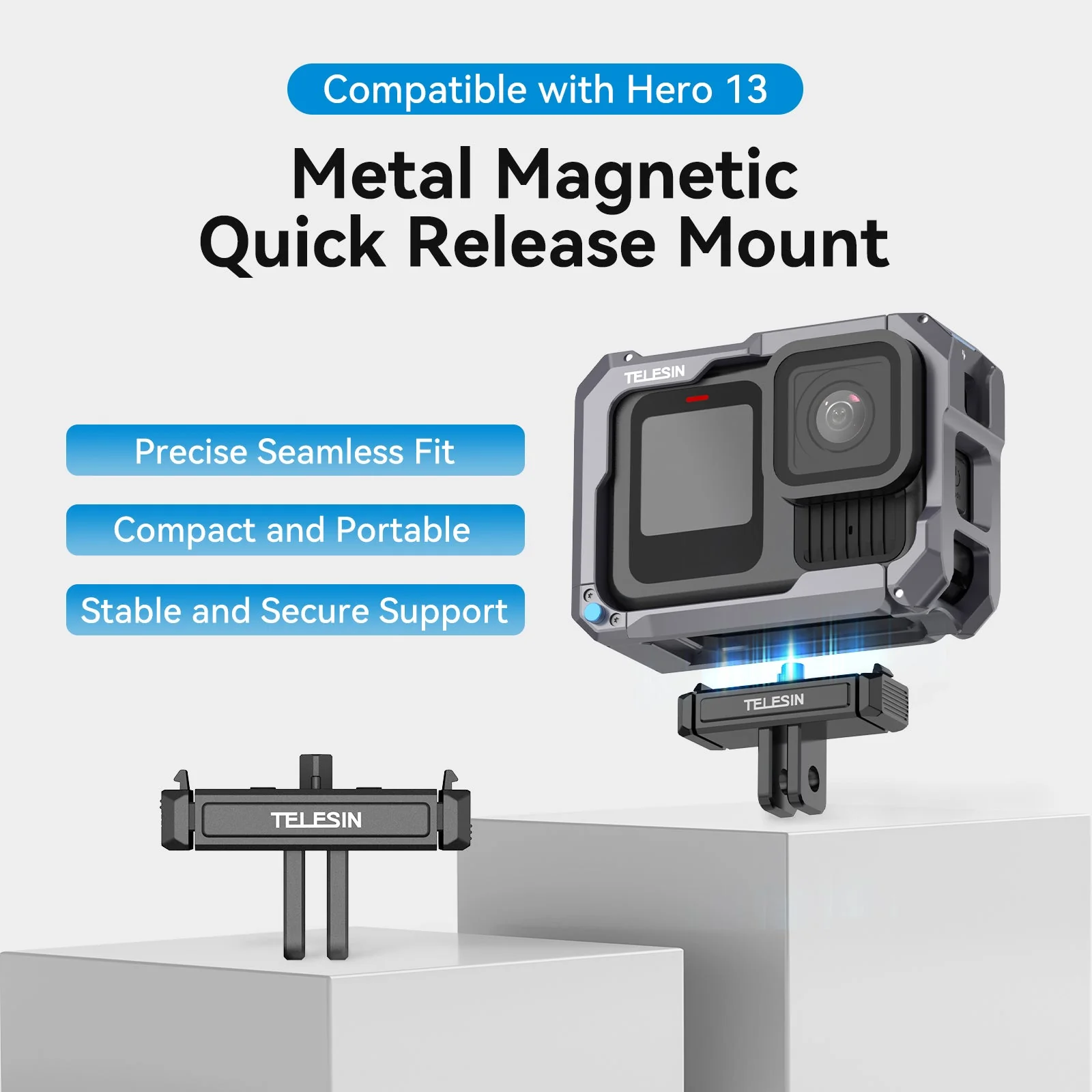 TELESIN GOPRO HERO 13 MAGNETIC RELEASE MOUNT S7-JBK-08-TGP thumbnail 2