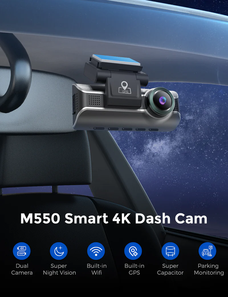 AZDOME 4K Front and Rear Dash Camera Kit with 3.19-Inch Screen - M550 Max thumbnail 4