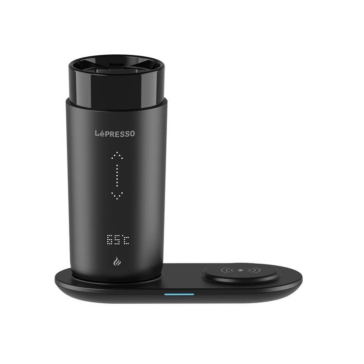 LEPRESSO SMART TRAVEL HEATING MUG WITH WIRELESS CHARGING BLACK LPCFFM0035