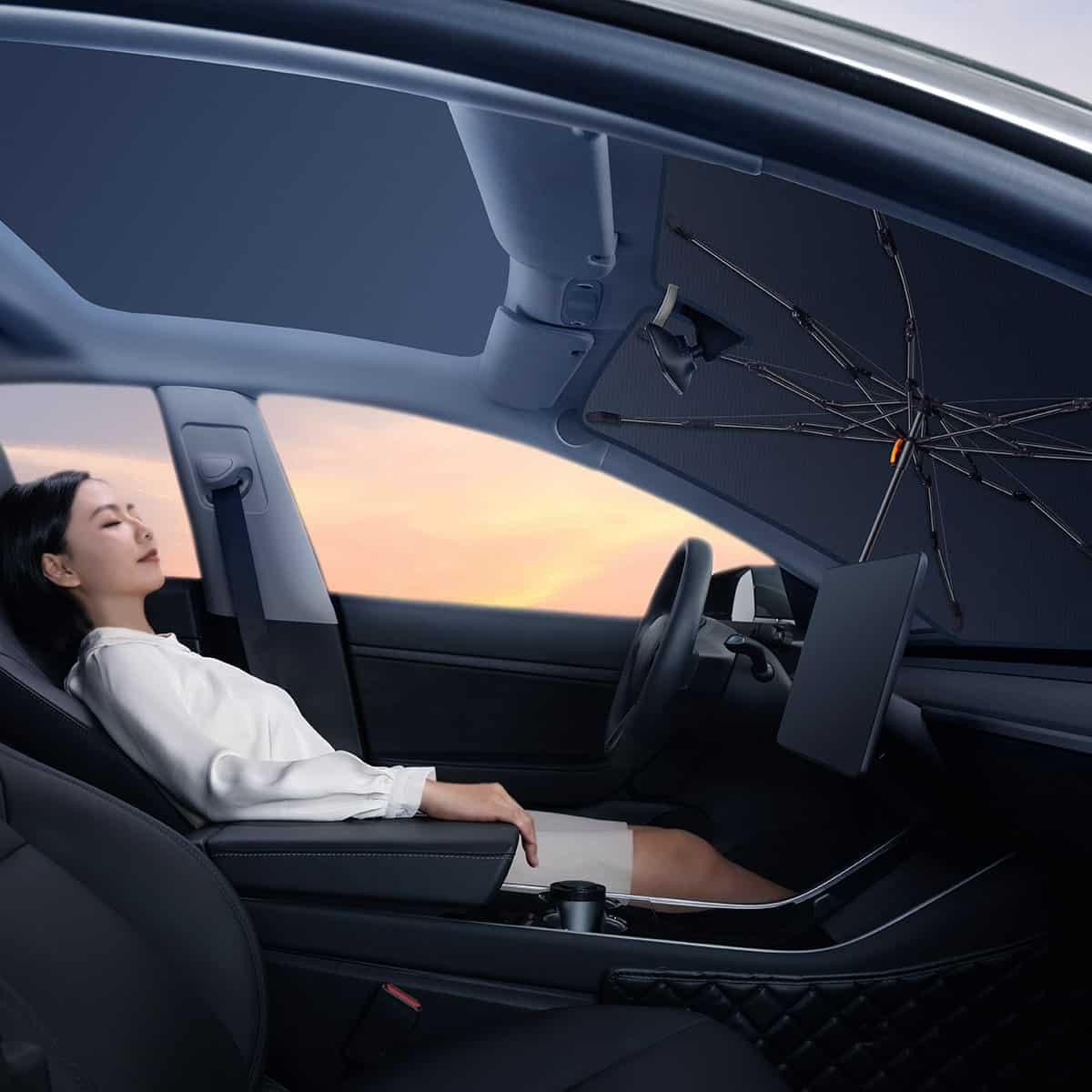 BASEUS COOLRIDE DOUBLED LAYERED WINDSHIELD SUN SHADE UMBRELLA PRO CLUSTER BLACK thumbnail 3