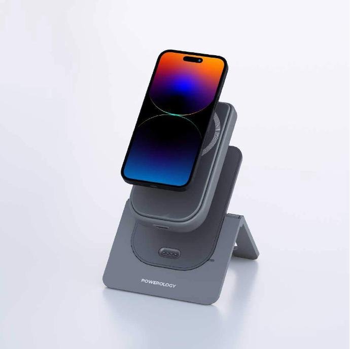 POWEROLOGY 10000mAh MAGSAFE COMBO POWERBANK CHARGING STAND PD20W GRAY thumbnail 3