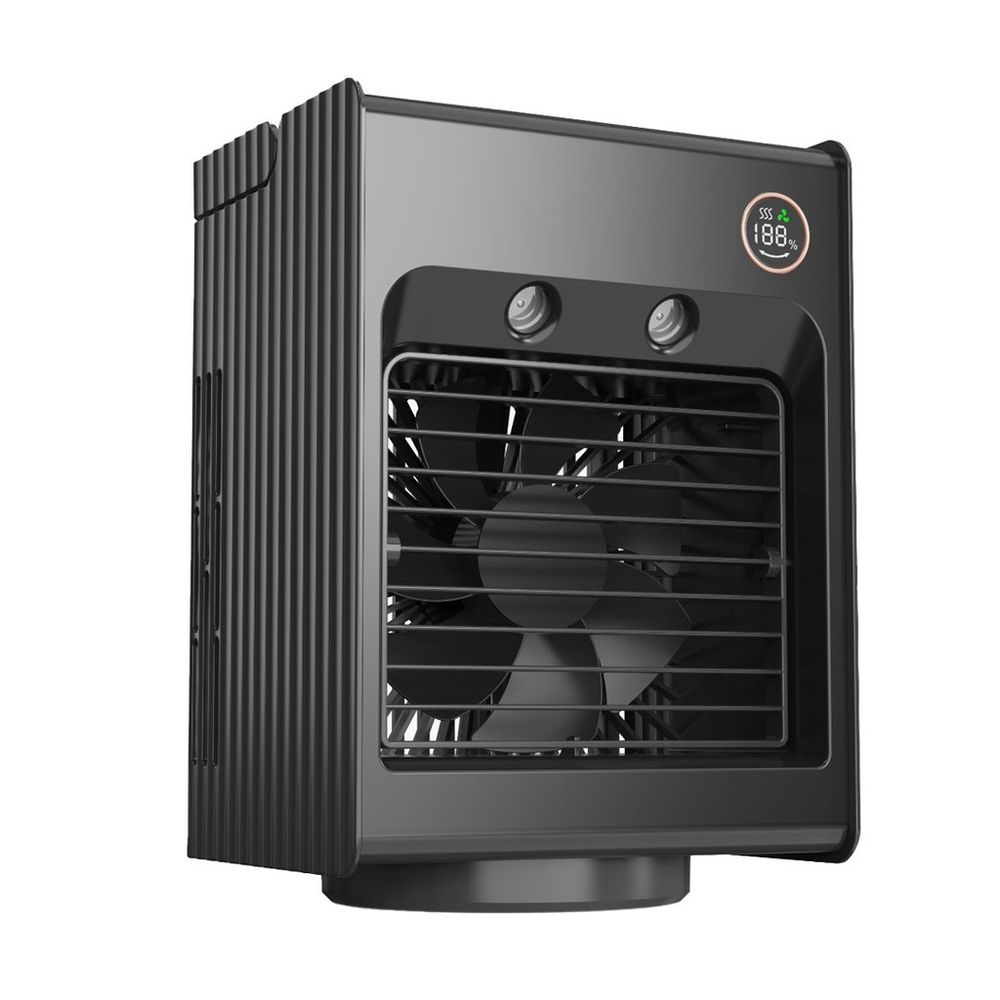 PORODO LIFESTYLE AIR & MIST PORTABLE COOLING FAN WITH NIGHT LIGHT AND OSCILLATION BLACK PD-LSMFAN -BK
