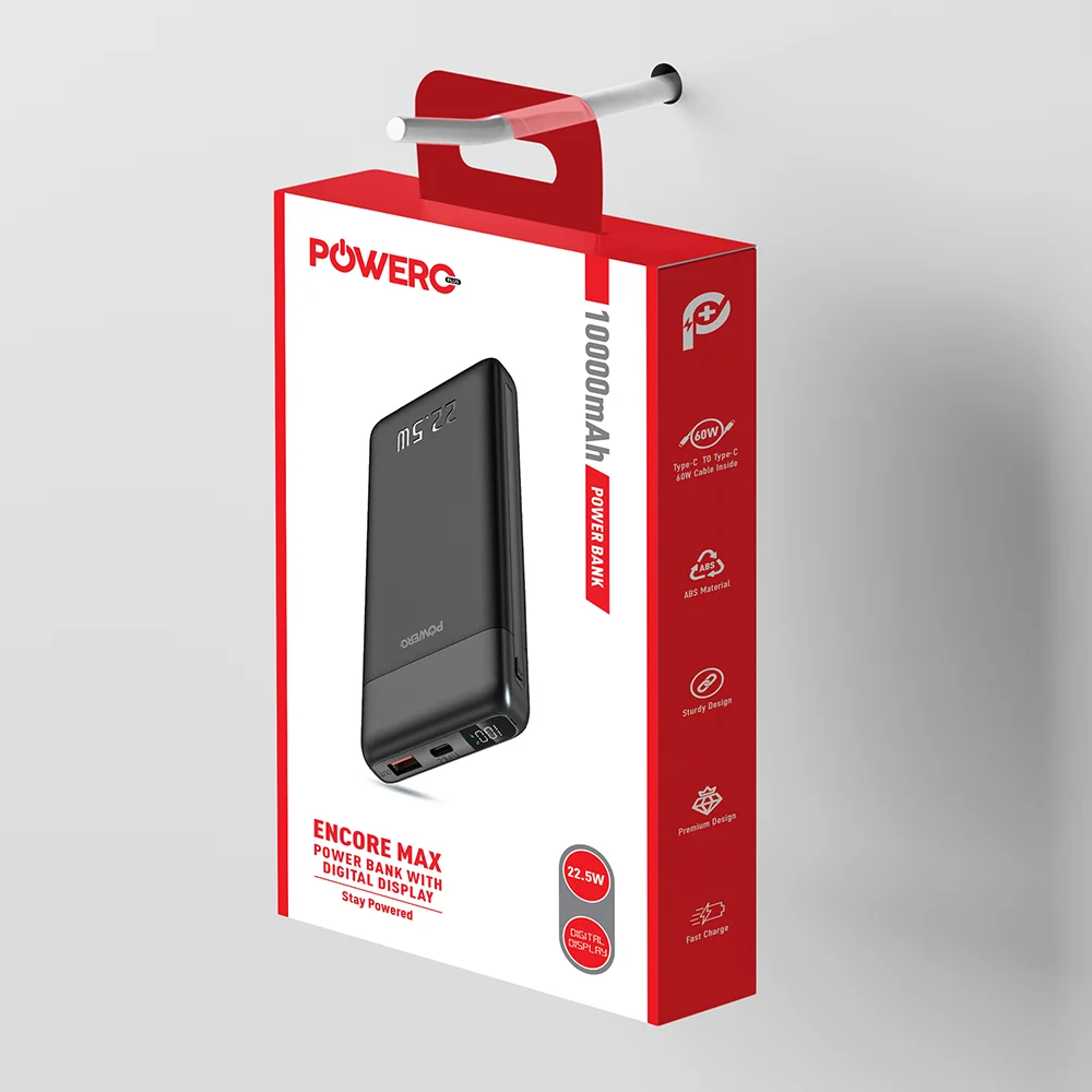 POWERO PLUS ENCORE MAX POWER BANK 10000MAH WITH DIGITAL DISPLAY 22.5W BLACK PR-PBDPPD10-BK thumbnail 4
