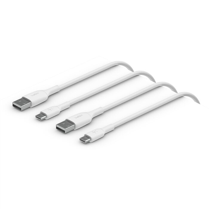 BELKIN USB A TO USB C 1M CABLE 2 PACK WHITE CAB001BT1MWH2PK