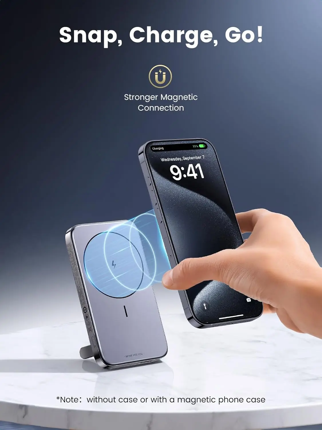 UGREEN UNO 5000MAH MAGNETIC WIRELESS POWERBANK GRAY PB571 35605B thumbnail 3