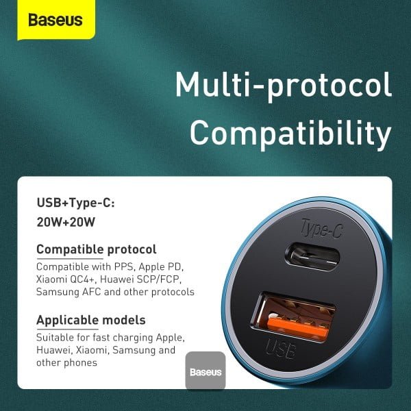 Baseus Golden Contactor Pro Dual Quick Car Charger - USB + Type-C 40W GC PRO CCJD thumbnail 9