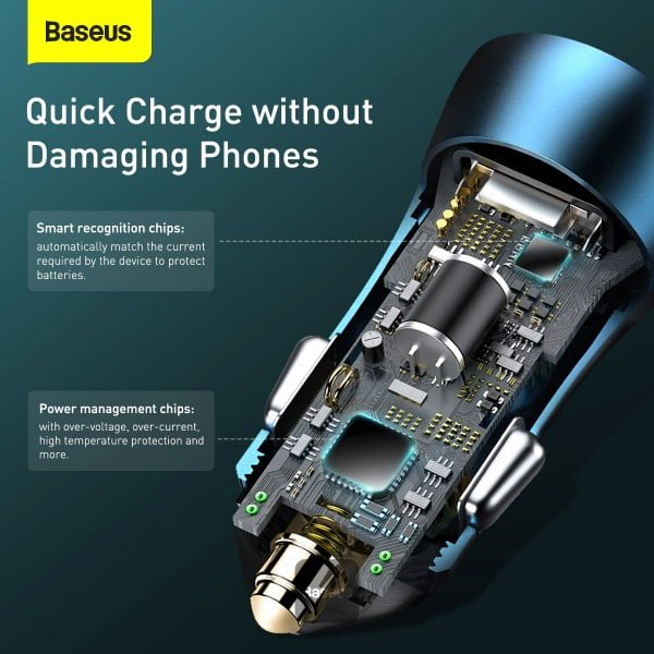 Baseus Golden Contactor Pro Dual Quick Car Charger - USB + Type-C 40W GC PRO CCJD thumbnail 8
