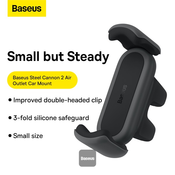 BASEUS STEEL CANNON 2 AIR OUTLET CAR MOUNT BLACK BS-CM009 thumbnail 5