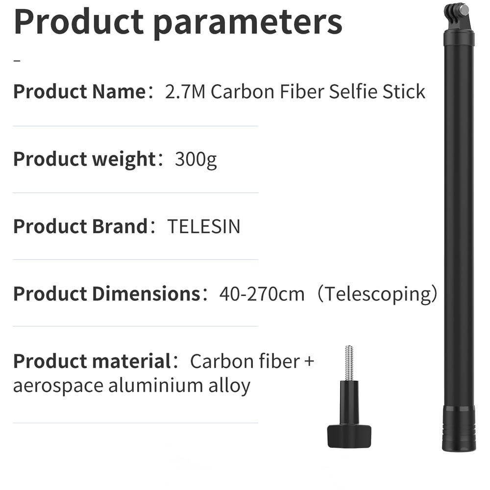 TELESIN 2nd Generation Carbon Fiber Selfie Stick GP-MNP-270-2: Capture Every Moment with Lightweight and Durable Design thumbnail 21