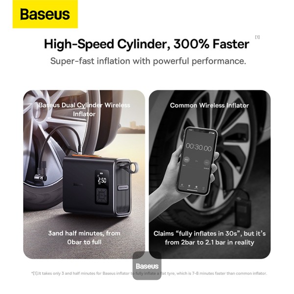 BASEUS ENERGY PUMP MEGA SERIES DUAL CYLINDER WIRELESS INFLATOR BLACK BS-CG007 thumbnail 4