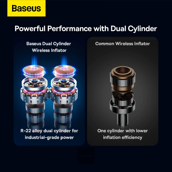 BASEUS ENERGY PUMP MEGA SERIES DUAL CYLINDER WIRELESS INFLATOR BLACK BS-CG007 thumbnail 6