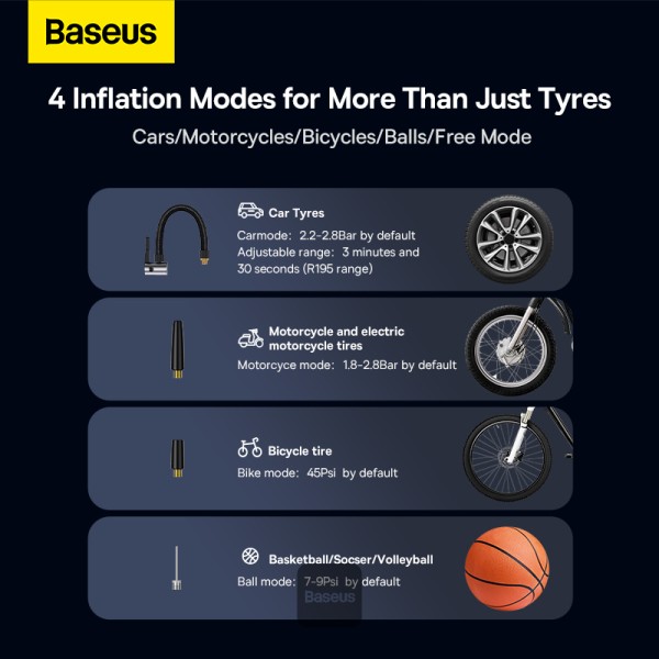BASEUS ENERGY PUMP MEGA SERIES DUAL CYLINDER WIRELESS INFLATOR BLACK BS-CG007 thumbnail 7