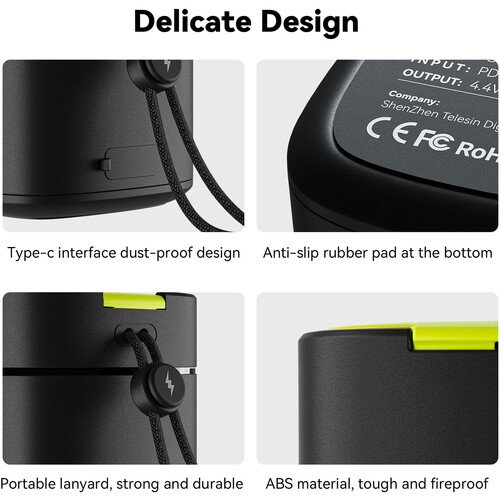 Telesin Battery Fast Charging Box for GoPro Hero 9/10/11/12 Black - FCC-001 thumbnail 4